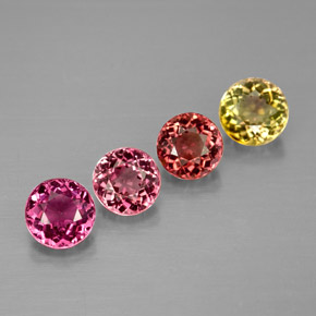 Gemas de turmalina multicolor natural de  ct, corte redondo, VVS