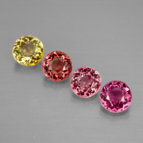 Gemas de turmalina multicolor natural de  ct, corte redondo, VVS