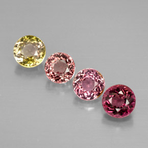 Gemas de turmalina multicolor natural de  ct, corte redondo, VVS