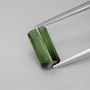 Turmalina verde natural de 2,05 ct, corte esmeralda, VVS