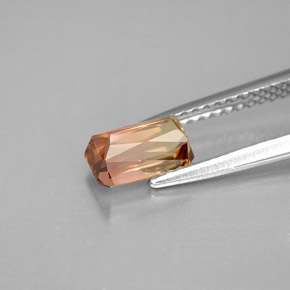 Turmalina bicolor natural de 1,17 ct, corte esmeralda, VVS