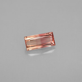 Turmalina bicolor natural de 0,79 ct, baguette, VVS