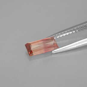 Turmalina bicolor natural de 0,79 ct, baguette, VVS