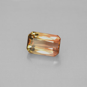 Turmalina multicolor natural de 1,59 ct, corte esmeralda, VS