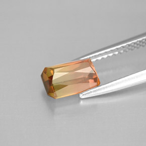 Turmalina multicolor natural de 1,59 ct, corte esmeralda, VS