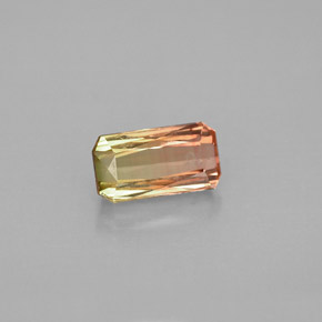 Turmalina bicolor natural de 1,05 ct, corte esmeralda, VVS
