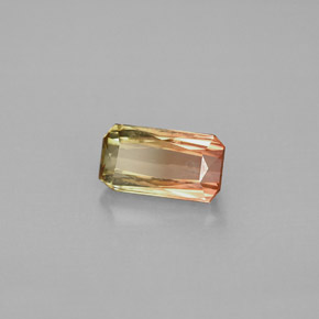Turmalina bicolor natural de 1,05 ct, corte esmeralda, VVS
