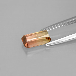 Turmalina bicolor natural de 1,05 ct, corte esmeralda, VVS