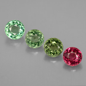 Gemas de turmalina multicolor natural de  ct, corte redondo, IF