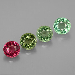 Gemas de turmalina multicolor natural de  ct, corte redondo, IF