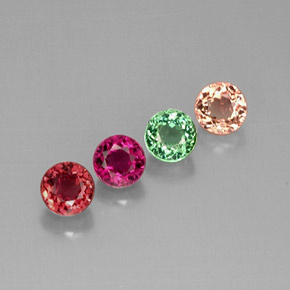 Gemas de turmalina multicolor natural de  ct, corte redondo, VVS