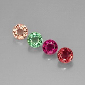 Gemas de turmalina multicolor natural de  ct, corte redondo, VVS