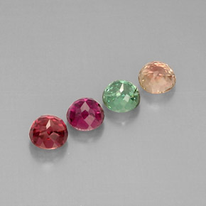 Gemas de turmalina multicolor natural de  ct, corte redondo, VVS