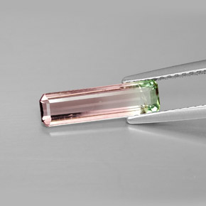 Turmalina multicolor natural de 1,36 ct, corte esmeralda, VS