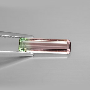 Turmalina multicolor natural de 1,36 ct, corte esmeralda, VS
