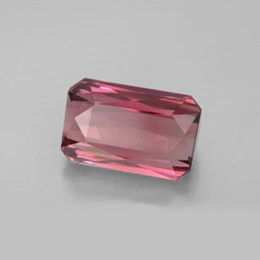 Turmalina rosa natural de 4,77 ct, corte esmeralda, VVS