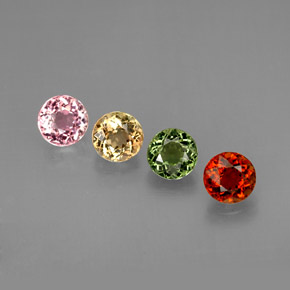 Gemas de turmalina multicolor natural de  ct, corte redondo, VVS-VS