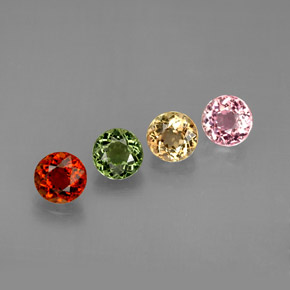 Gemas de turmalina multicolor natural de  ct, corte redondo, VVS-VS