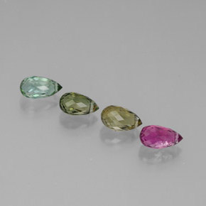 Gemas de turmalina multicolor natural de  ct, briolette, VVS-VS