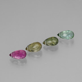 Gemas de turmalina multicolor natural de  ct, briolette, VVS-VS