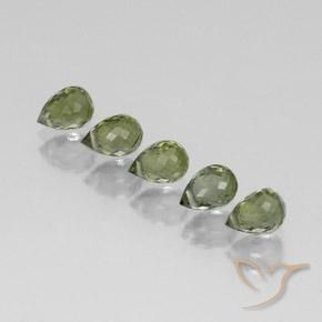 2.34ctw Natural Verde bosque claro turmalina, Corte Briolette, VVS-VS