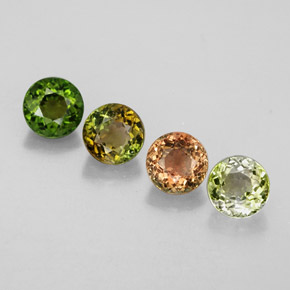 Gemas de turmalina multicolor natural de  ct, corte redondo, VVS-VS