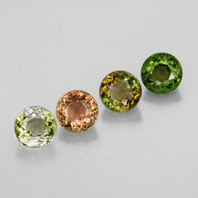 Gemas de turmalina multicolor natural de  ct, corte redondo, VVS-VS