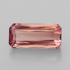 Turmalina rosa natural de 3,29 ct, corte esmeralda, IF