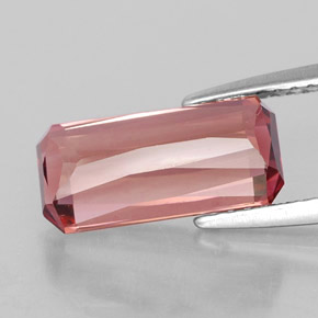 Turmalina rosa natural de 3,29 ct, corte esmeralda, IF