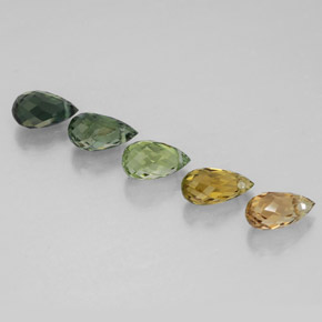 Gemas de turmalina multicolor natural de 2,46 ct, briolette, VVS-VS