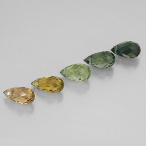 Gemas de turmalina multicolor natural de 2,46 ct, briolette, VVS-VS