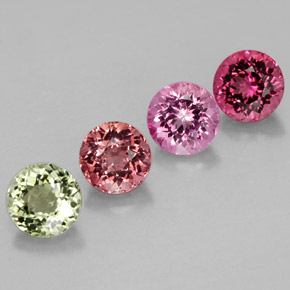 Gemas de turmalina multicolor natural de  ct, corte redondo, VVS