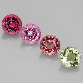 Gemas de turmalina multicolor natural de  ct, corte redondo, VVS