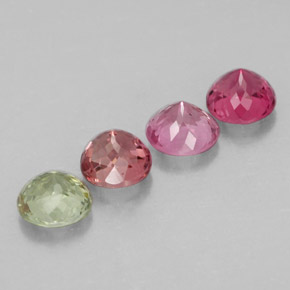 Gemas de turmalina multicolor natural de  ct, corte redondo, VVS
