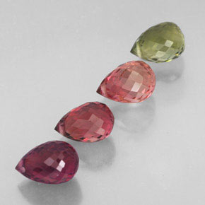 Gemas de turmalina multicolor natural de  ct, briolette, VVS-VS