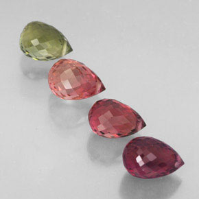 Gemas de turmalina multicolor natural de  ct, briolette, VVS-VS