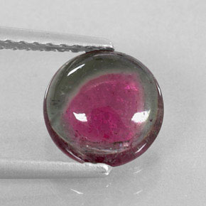 Turmalina multicolor natural de 1,41 ct, corte redondo, translúcido