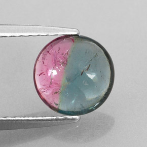 Turmalina multicolor natural de 1,46 ct, corte redondo, transparente