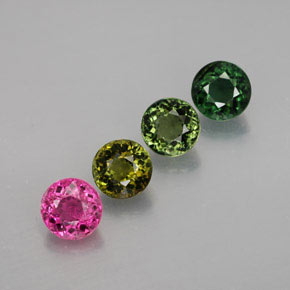Gemas de turmalina multicolor natural de  ct, corte redondo, VVS-VS