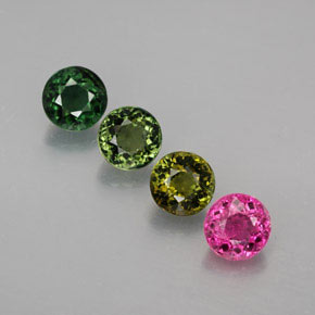 Gemas de turmalina multicolor natural de  ct, corte redondo, VVS-VS