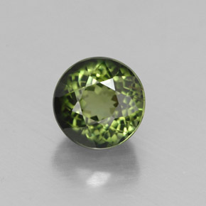 Turmalina verde natural de 1,30 ct, corte redondo, VS