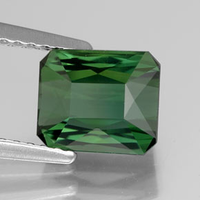 Turmalina verde natural de 1,86 ct, corte esmeralda, VVS