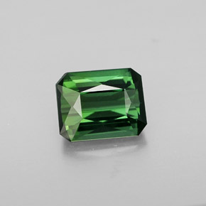 Turmalina verde natural de 1,44 ct, corte esmeralda, VVS