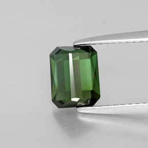Turmalina verde natural de 1,44 ct, corte esmeralda, VVS