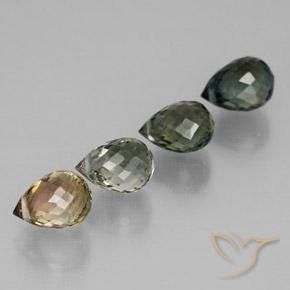 Gemas de Turmalina Multicolor natural de 3.77 ct, Corte Briolette, VVS-VS