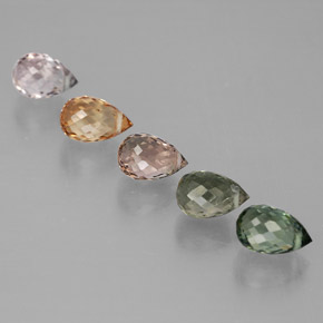 Gemas de turmalina multicolor natural de 3,87 ct, briolette, VVS-VS