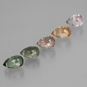 Gemas de turmalina multicolor natural de 3,87 ct, briolette, VVS-VS