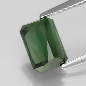 Turmalina verde natural de 1,87 ct, corte esmeralda, VVS