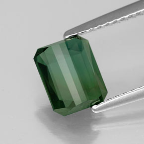 Turmalina verde natural de 1,45 ct, corte esmeralda, VVS