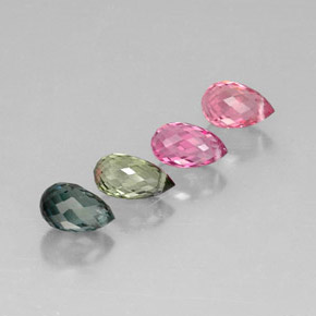 Gemas de turmalina multicolor natural de  ct, briolette, VVS-VS